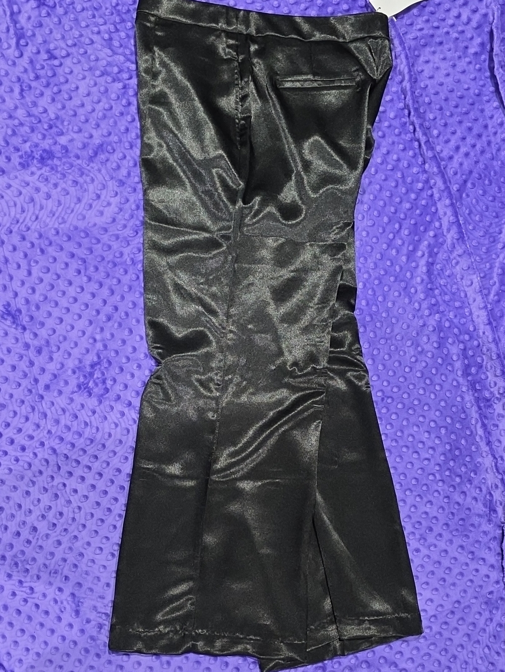Wide Leg Satin Black Women's Pants